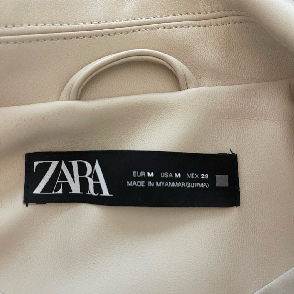 Zara Cream Women's Faux Leather Jacket - Picture 3 of 6